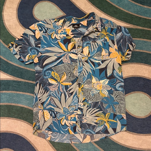 O'Neill Blue and Yellow Floral Shirt - Picture 1 of 4